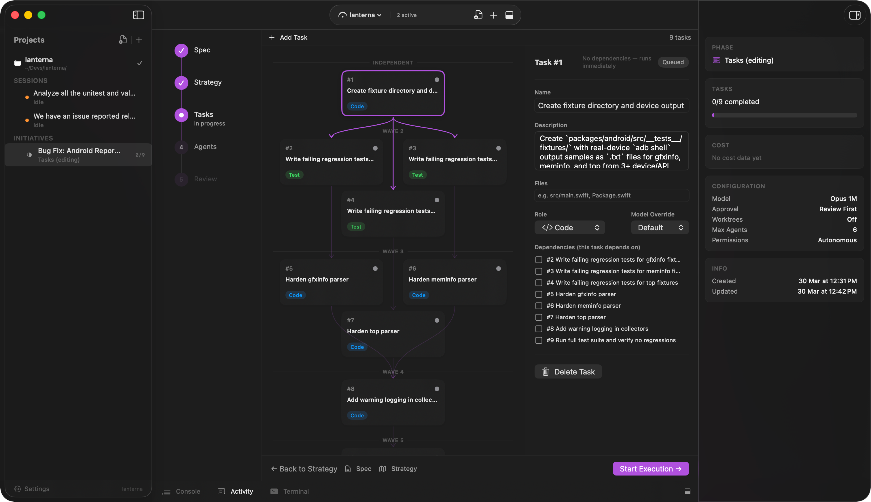 Task dependency graph