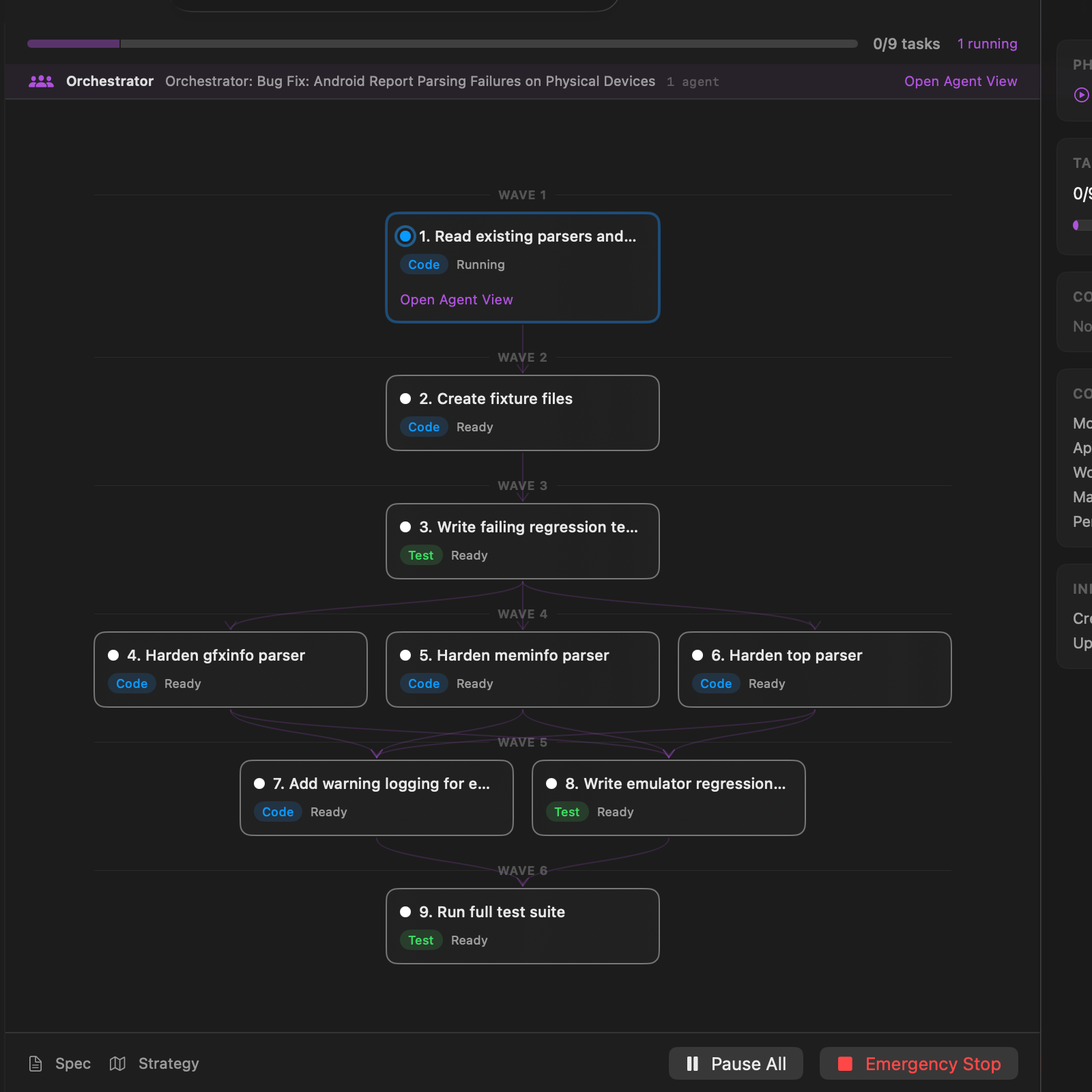 Wave-based agent execution