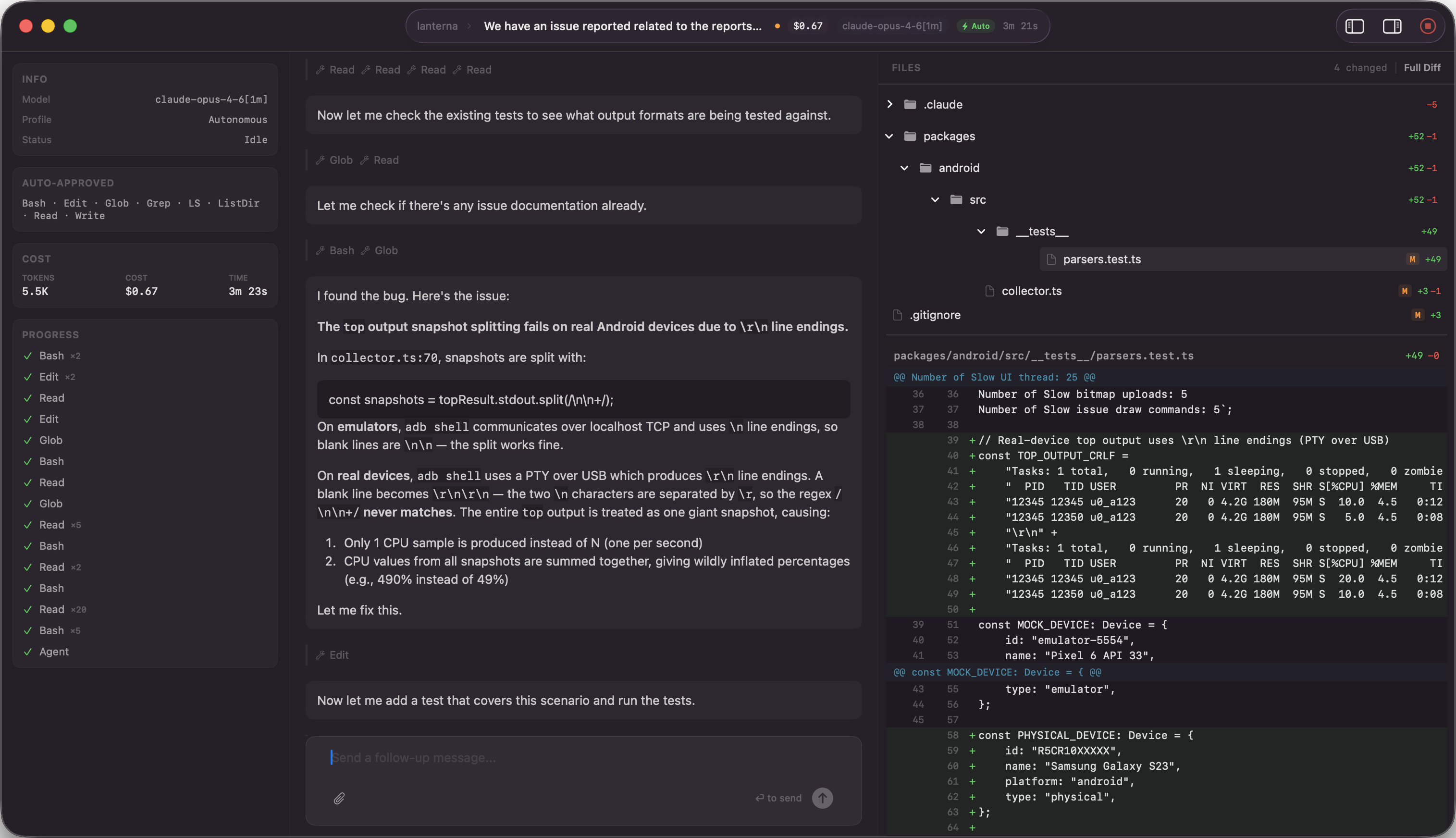 Agent View with chat and code